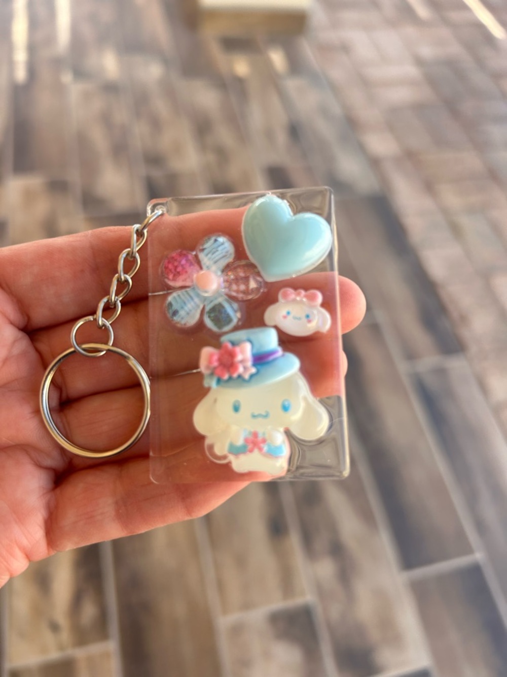 Cute Blue Character Cinnamon Keychain Resin Charms